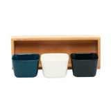 3 Multicolor Bowls on Wooden Tray - EZ Life