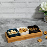 3 Multicolor Bowls on Wooden Tray - EZ Life