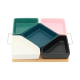 5 Multicolor Bowls on Wooden Tray - EZ Life