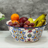 Tianzhu Floral Blue Ceramic Serving Bowl (10 Inch - 2400 ml)