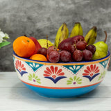 Tribal Dominos Red-Blue-White Ceramic Serving Bowl (10 Inch - 3250 ml)