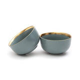 Pastely Matt Gray with Gold Rim Ceramic Bowls (4.5 Inch - 350 ml) (Pack of 2)