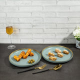 Pastely 10 Inch Ceramic Plate (Gray with Gold Rim) (Pack of 2)
