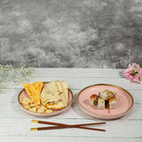 Pastely 10 Inch Ceramic Plate (Baby Pink with Gold Rim) (Pack of 2)