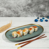12 Inch Dinner Plate - Matt Gray with Gold Rim - EZ Life