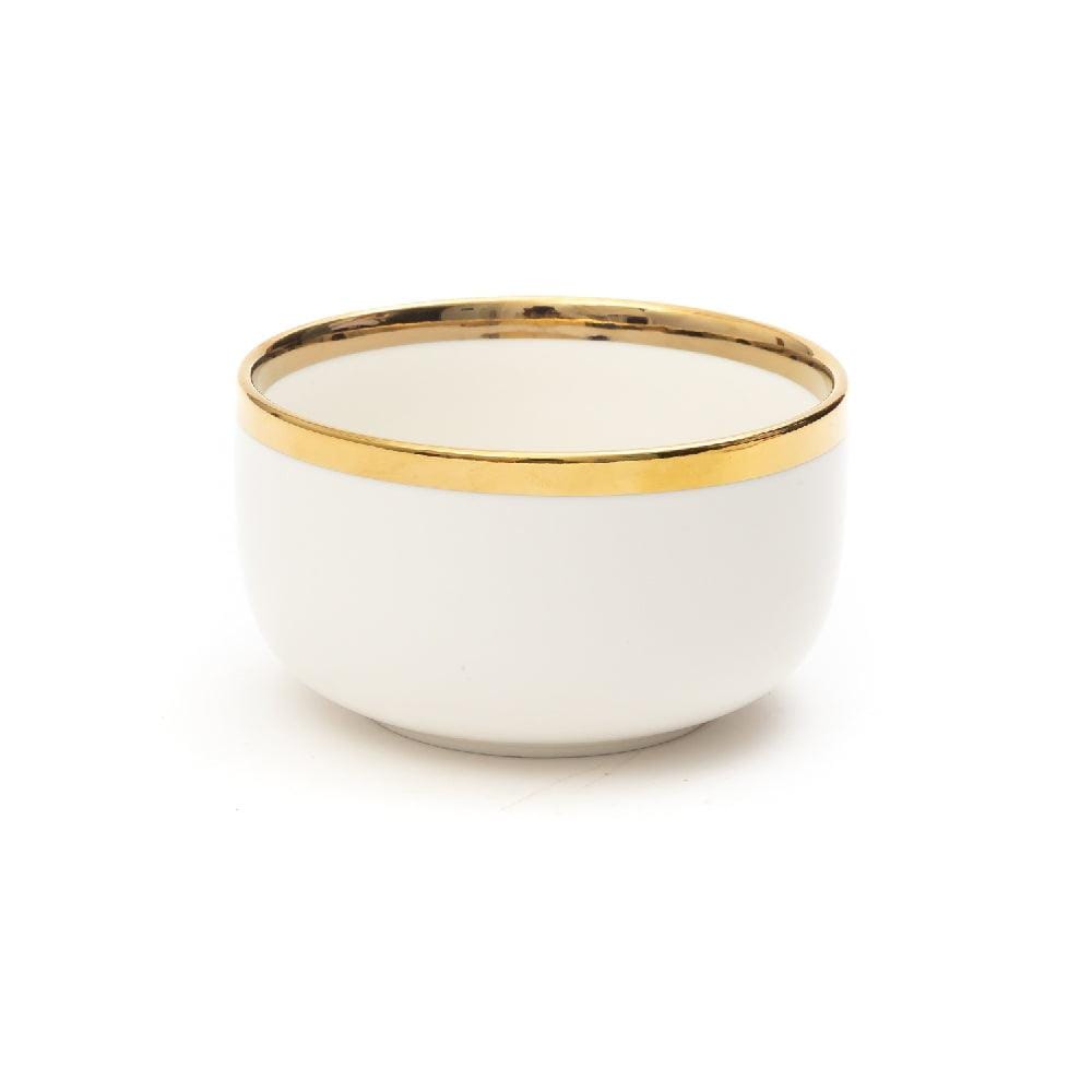 4.5 Inch Dinner Bowl - Glossy White with Gold Lining - EZ Life