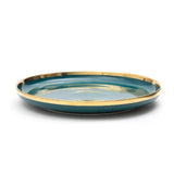 10 Inch Plate -Glossy Emerald Green Colour with Gold Lining - EZ Life