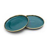 10 Inch Plate -Glossy Emerald Green Colour with Gold Lining - EZ Life