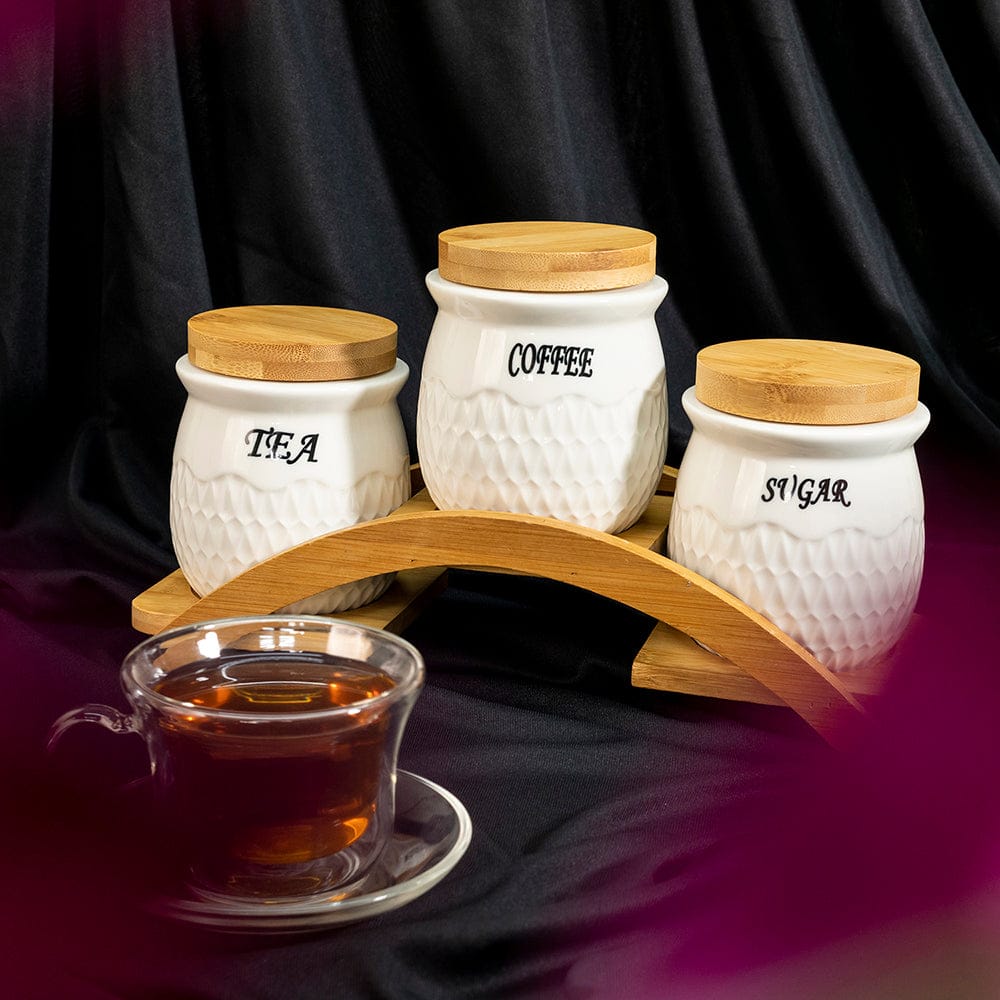 White Ceramic Ceramic Tea Coffee Sugar Set White Ceramic Vintage