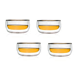 Borosilicate Glass Groovy Soup Bowls, Insulated Double Wall Glass transparent, Bowls for Kitchen, Microwave Safe, Perfect for Hot and Cold Foods, Salad, Fruit, Round Dessert Serving Bowl - 300 ml, Pack of 2
