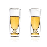 Borosilicate Double Wall Chic Glass, Unique Glass, Glassware Glass Ideal for Juice Lemon Soda Wine Scotch Cocktails & Any Beverage, Party Glass, Whisky Cocktails & Any Beverage - Transparent - 175 ml - Pack of 4