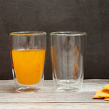 Borosilicate Double Wall Panache Drinks Glass, Insulated Drinking Glasses, Mugs, Coffee Mugs or Tea Cups, Water Glasses, Juice, Lightweight Glass, Transparent - 250 ml - Pack of 1