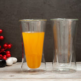 Borosilicate Double Wall Balache Tall Drinks Glass, Insulated Drinking Glasses, Mugs, Coffee Mugs or Tea Cups, Water Glasses, Juice, Lightweight Glass, Transparent - 250 ml - Pack of 2