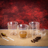 Borosilicate Double Walled Fantasia Coffee Glasses Mugs Cappuccino Latte Macchiato Glasses Cups for Coffee Tea Milk Juice, Insulated Glass, Dishwasher safe, Microwave Safe - 200 ml - Pack of 2