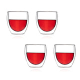 Borosilicate Double Wall Glass Round Insulated Coffee Glass,Coffee Mug,Juice Glass,Espresso Cups,Tea Cups,Drinking serveware gifts glasses - Microwave & dishwasher safe-Transparent- 200ml- Pack of 2