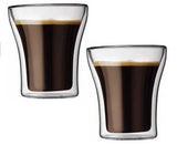 Borosilicate Double Wall Multi-Use Curve Glass, Insulated Mug for Hot Cold Mug Tea Coffee, Drinking Glasses,Water Glasses, juice, Microwave & dishwasher safe, Lightweight-Transparent - 200 ml - Pack of 2