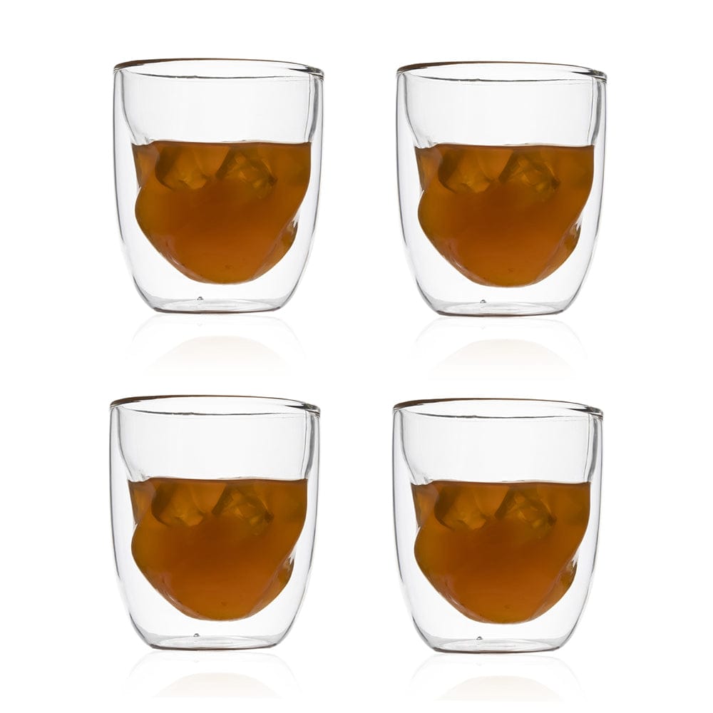 Borosilicate double Wall Twisty Glass, Insulated transparent glass, Whiskey, Cocktail Glasses, Lightweight, Dishwasher Safe, Luxury Gift Set - Transparent - 200 ml, Pack of 2