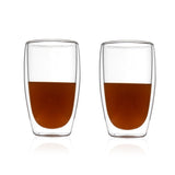 Borosilicate Double Wall  Tall Cocktail Glass, Insulated Drinking Glasses, Mugs, Coffee Mugs or Tea Cups, Water Glasses, Juice,Milk,Lightweight Glass, Transparent - 450 ml - Pack of 4