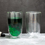 Borosilicate Double Wall  Tall Cocktail Glass, Insulated Drinking Glasses, Mugs, Coffee Mugs or Tea Cups, Water Glasses, Juice,Milk,Lightweight Glass, Transparent - 450 ml - Pack of 4