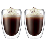 Borosilicate Double Wall  Round Glass, Insulated Drinking Glasses, Mugs, Coffee Mugs or Tea Cups, Water Glasses, Juice,Milk,Lightweight Glass, Transparent - 300 ml - Pack of 2