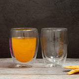 Borosilicate Double Wall  Round Glass, Insulated Drinking Glasses, Mugs, Coffee Mugs or Tea Cups, Water Glasses, Juice,Milk,Lightweight Glass, Transparent - 300 ml - Pack of 1
