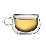 Borosilicate Double Walled Round Mug Glass Coffee Cups with Handle, Glasses Cappuccino Mug, Drinking Glasses for Coffee & Tea, Insulated Glass, Dishwasher Safe-Transparent- 200ml, Pack of 2