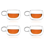 Borosilicate Double Walled Round Mug Glass Coffee Cups with Handle, Glasses Cappuccino Mug, Drinking Glasses for Coffee & Tea, Insulated Glass, Dishwasher Safe-Transparent- 200ml, Pack of 2