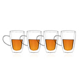 Borosilicate Double Walled Bonita Glass Coffee Cups with Handle for Coffee & Tea, Cappuccino Mug, Drinking Glasses Insulated Glass Mugs, Dishwasher Microwave Safe Transparent- 300ml, Pack of 2