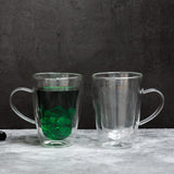 Borosilicate Double Walled Bonita Glass Coffee Cups with Handle for Coffee & Tea, Cappuccino Mug, Drinking Glasses Insulated Glass Mugs, Dishwasher Microwave Safe Transparent- 300ml, Pack of 2
