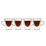 Borosilicate Double Walled Glass Fashionista Coffee Cups with Handle, Cappuccino Mug, Drinking Glasses for Coffee & Tea, Insulated Glass Mugs, Perfect gift Ideas, Transparent- 150 ml, Pack of 2
