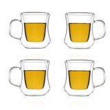 Borosilicate Double Walled Glass Passion Coffee mug with Handle, Glasses Cappuccino cup, Drinking Glasses for Coffee & Tea, Insulated Glass Mugs, Transparent- 180ml, Pack of 1