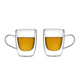 Borosilicate Double Walled King Glass Coffee mug with Handle,Glasses Cappuccino Cup, Drinking Glasses for Coffee & Tea, Insulated Glass Mugs, Perfect gift for Coffee Lover, Tea Lover, Party, Dishwasher and Microwave Safe-Transparent - 250 ml - Pack of 1