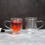 Borosilicate Double Walled King Glass Coffee mug with Handle,Glasses Cappuccino Cup, Drinking Glasses for Coffee & Tea, Insulated Glass Mugs, Perfect gift for Coffee Lover, Tea Lover, Party, Dishwasher and Microwave Safe-Transparent - 250 ml - Pack of 1