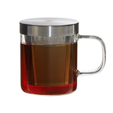 Glass Mug with Steel Infuser & Lid- 350ml - Borosilicate Glass - Transparent - Pack of 2