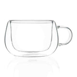 Borosilicate Double Walled Mini Cappuccino Glass Coffee mug with Handle, Glasses cup, Drinking Glasses for Coffee & Tea, Insulated Glass Mugs, Dishwasher Safe-Transparent- 120ml, Pack of 2
