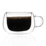 Borosilicate Double Walled Mini Cappuccino Glass Coffee mug with Handle, Glasses cup, Drinking Glasses for Coffee & Tea, Insulated Glass Mugs, Dishwasher Safe-Transparent- 120ml, Pack of 2
