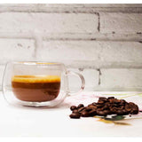 Borosilicate Double Walled Mini Cappuccino Glass Coffee mug with Handle, Glasses cup, Drinking Glasses for Coffee & Tea, Insulated Glass Mugs, Dishwasher Safe-Transparent- 120ml, Pack of 2