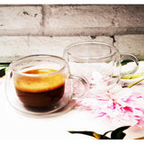 Borosilicate Double Walled Mini Cappuccino Glass Coffee mug with Handle, Glasses cup, Drinking Glasses for Coffee & Tea, Insulated Glass Mugs, Dishwasher Safe-Transparent- 120ml, Pack of 1