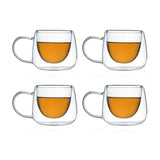 Borosilicate Double Walled Cappuccino Glass Coffee Mug with Handle, Glasses, Cup, Mug, Drinking Glasses for Coffee & Tea, Insulated Glass Mugs, Dishwasher Safe-Transparent- 130ml, Pack of 2