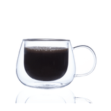 Borosilicate Double Walled Cappuccino Glass Coffee Mug with Handle, Glasses, Cup, Mug, Drinking Glasses for Coffee & Tea, Insulated Glass Mugs, Dishwasher Safe-Transparent- 130ml, Pack of 2