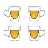 Borosilicate Double Wall Glass Tea, Coffee Mug with Handle, Glasses Cappuccino cup, Glasses for Coffee & Tea, Insulated Glass Mugs, Dishwasher Microwave Safe -Transparent- 120 ml, Pack of 1