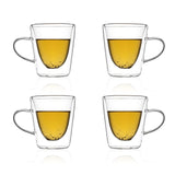Borosilicate Double Wall Glass Tea, Coffee Mug with Handle, Glasses Cappuccino cup, Glasses for Coffee & Tea, Insulated Glass Mugs, Dishwasher Microwave Safe -Transparent- 120 ml, Pack of 1