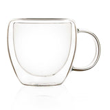 Borosilicate Cuppa Double Walled Glass Tea, Coffee Mug with Handle, Glasses Cappuccino Mug, Cup,Drinking Glasses for Coffee & Tea, Insulated Glass, Microwave Safe-Transparent- 150ml, Pack of 2