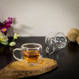 Double Wall Glass Cuppa Tea Mugs (150 ml) (Pack of 4)