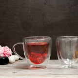 Borosilicate Cuppa Double Walled Glass Tea, Coffee Mug with Handle, Glasses Cappuccino Mug, Cup,Drinking Glasses for Coffee & Tea, Insulated Glass, Microwave Safe-Transparent- 150ml, Pack of 2