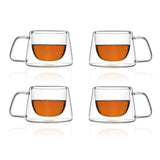 Borosilicate Double Walled Coniq Glass Coffee Mug with Handle,Glasses Cappuccino Mug, Cup, Drinking Glasses for Coffee & Tea, Insulated Glass Mugs, Microwave Safe-Transparent- 150ml, Pack of 2