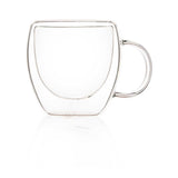 Borosilicate Double Walled Culture Glass Coffee Mug with Handle,Glasses Cappuccino Mug, Cup,Drinking Glasses for Coffee & Tea, Insulated Glass Mugs,Microwave Safe-Transparent- 120ml, Pack of 1