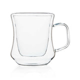 Borosilicate Double Walled Passionate Glass Coffee Mug with Handle, Glasses Cappuccino Mug, Cup Glasses for Coffee & Tea, Insulated Glass Mugs, Microwave Safe - Transparent- 150ml, Pack of 2