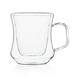Borosilicate Double Walled Passionate Glass Coffee Mug with Handle, Glasses Cappuccino Mug, Cup Glasses for Coffee & Tea, Insulated Glass Mugs, Microwave Safe - Transparent- 150ml, Pack of 1