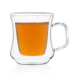 Borosilicate Double Walled Passionate Glass Coffee Mug with Handle, Glasses Cappuccino Mug, Cup Glasses for Coffee & Tea, Insulated Glass Mugs, Microwave Safe - Transparent- 150ml, Pack of 2